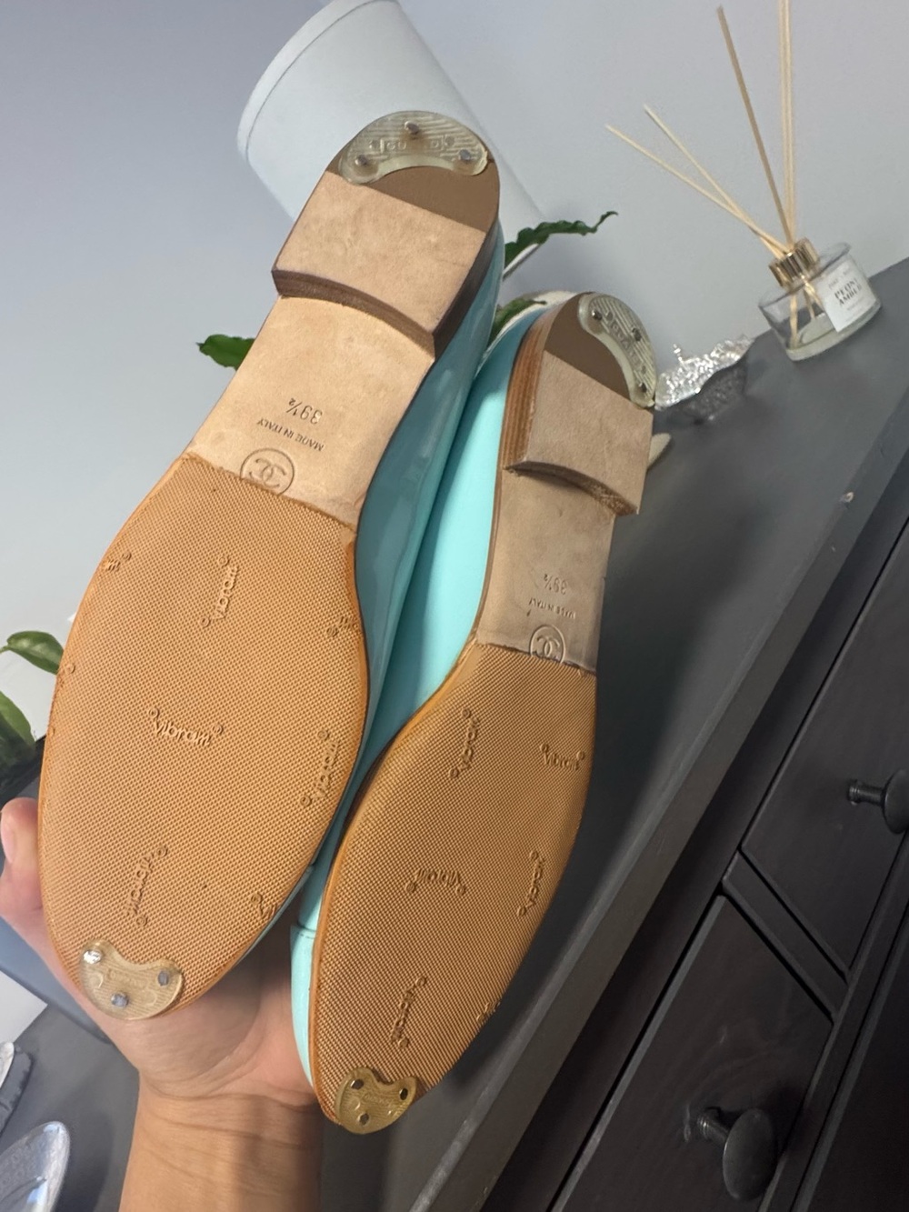 Chanel Turquoise Patent Leather Ballet Flats - Picture 4 of 13
